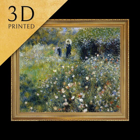 Women With A Parasol Garden By Pierre Auguste Renoir 3d Printed With Texture And Brush Strokes Looks Like Original Oil Painting
