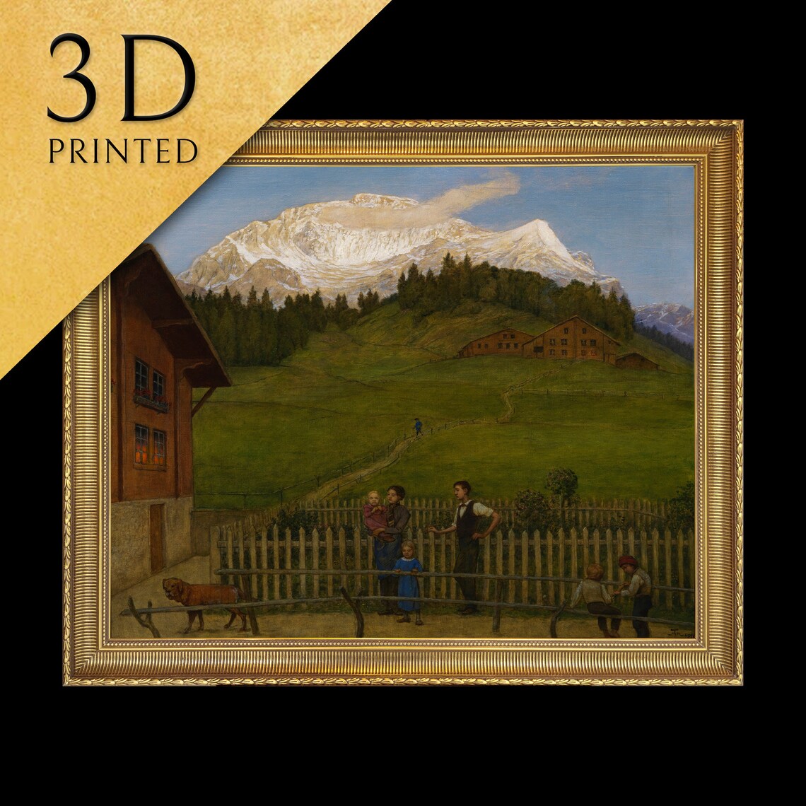 Hans Thoma Evening In Switzerland Alpine Mountain Village Poster