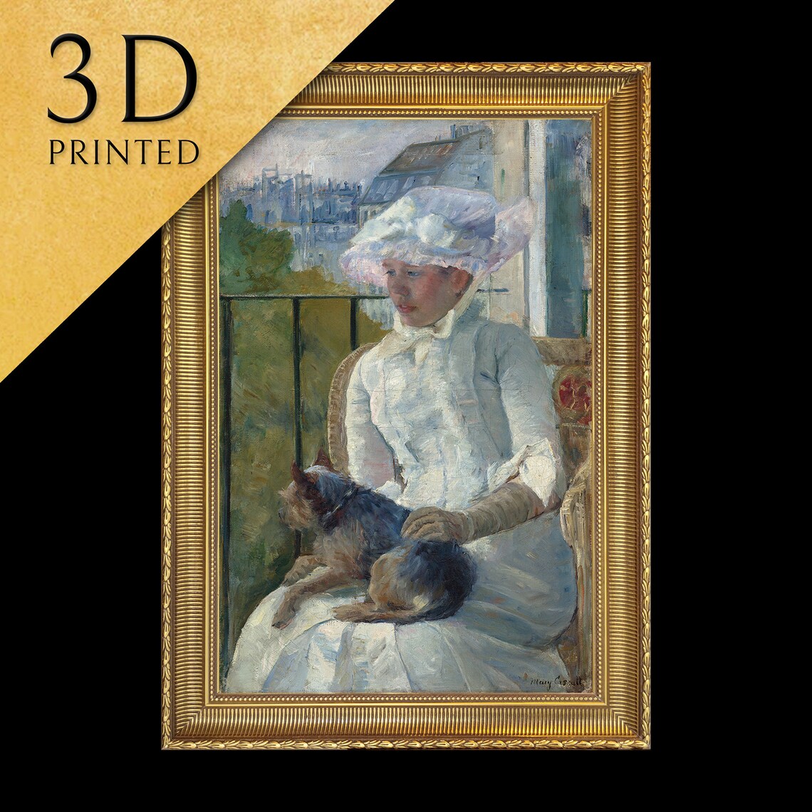 Mary Cassatt Young Girl With Dog Balcony Impressionist Portrait Poster