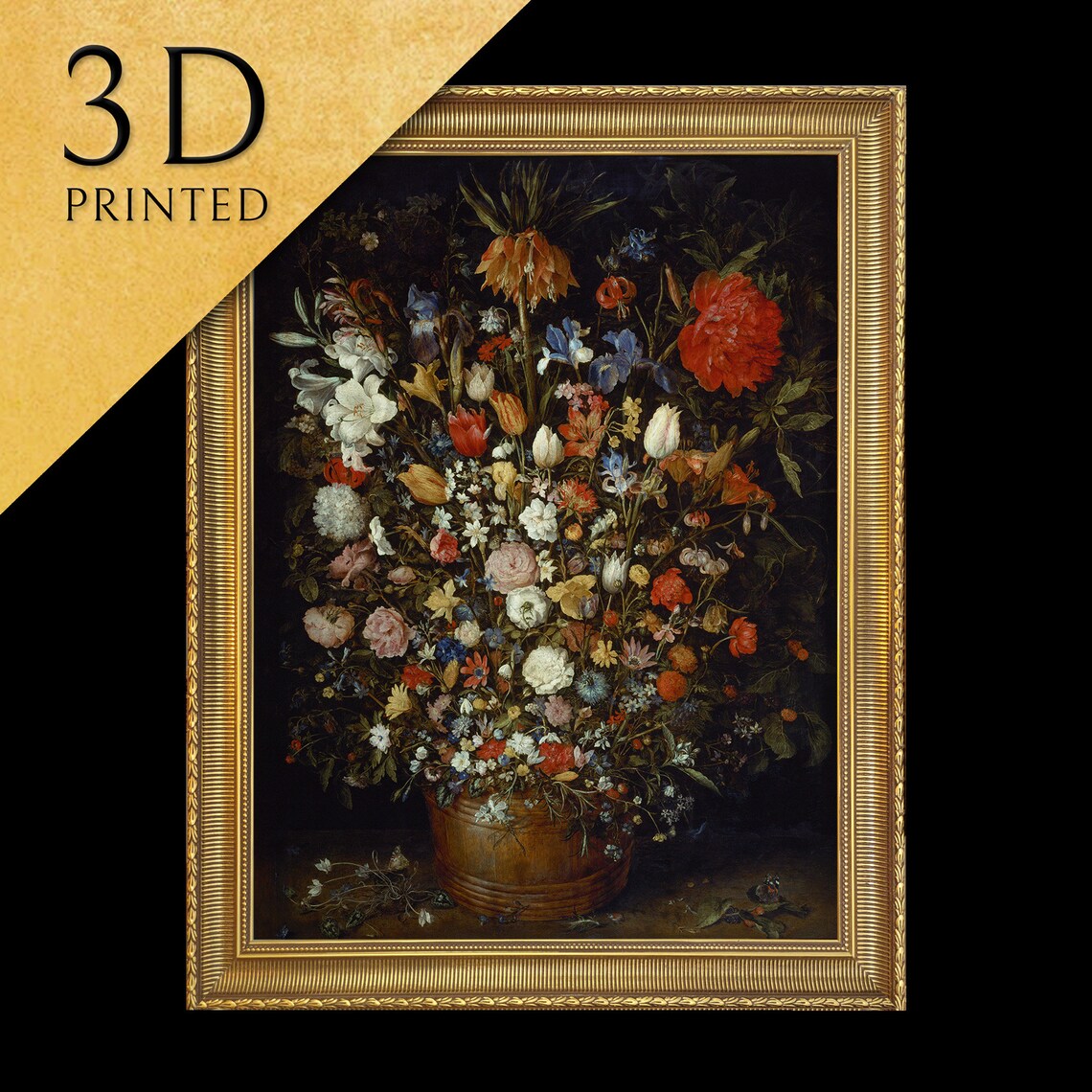 Flowers In A Wooden Vessel, Jan Brueghel Art Print