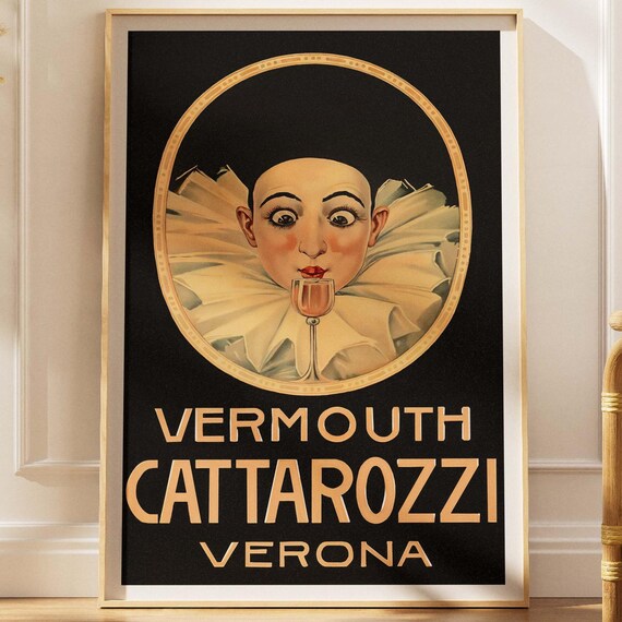 Vermouth Cattarozzi Vintage Italian Advertising Poster Verona Clown
