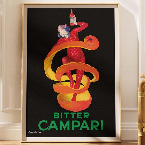 Italian Vintage Aperitif Poster Art Deco Bitter Advertisement Retro Bar Wall Digital Download