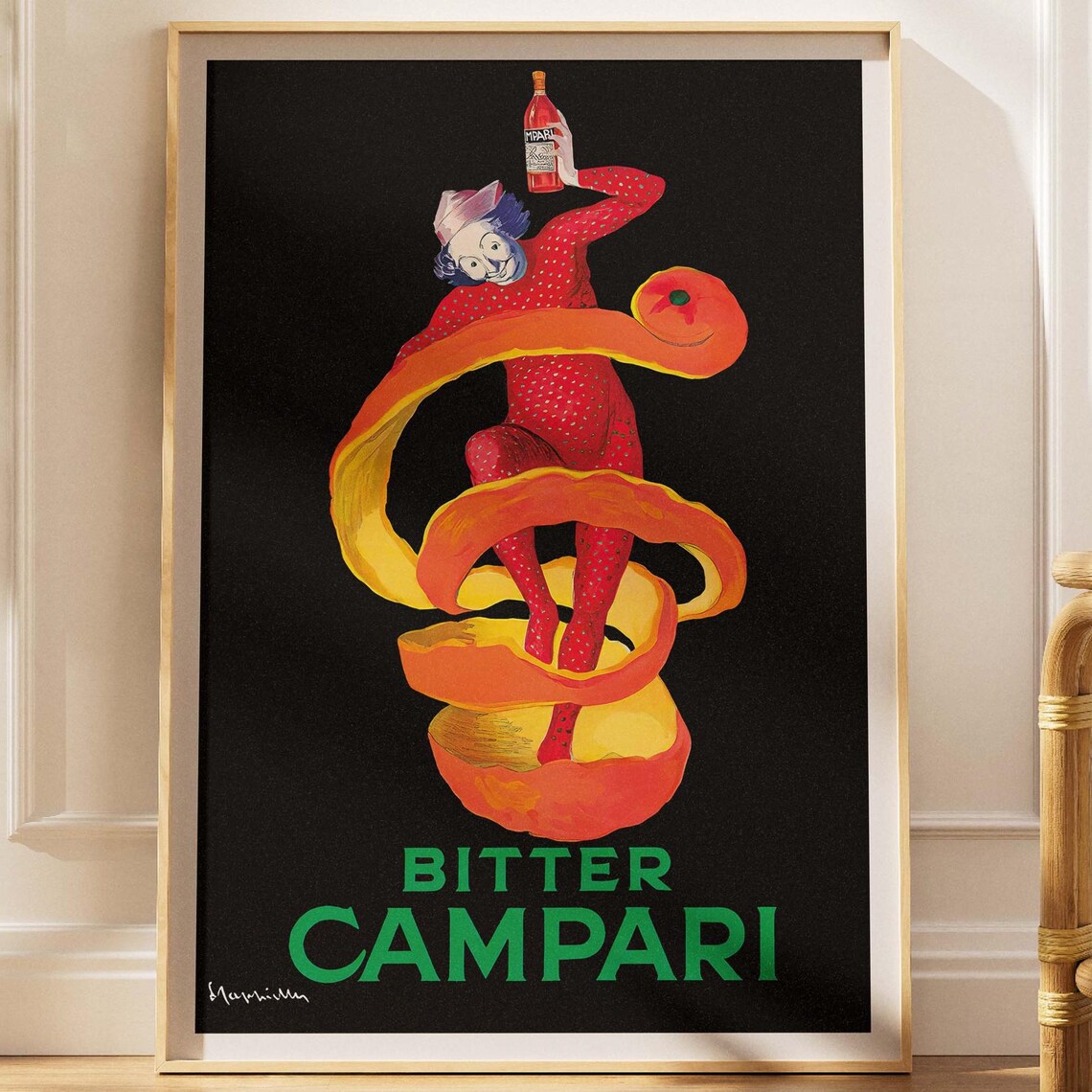 Bitter Campari Vintage Aperitivo Clown Orange Peel Ad Poster