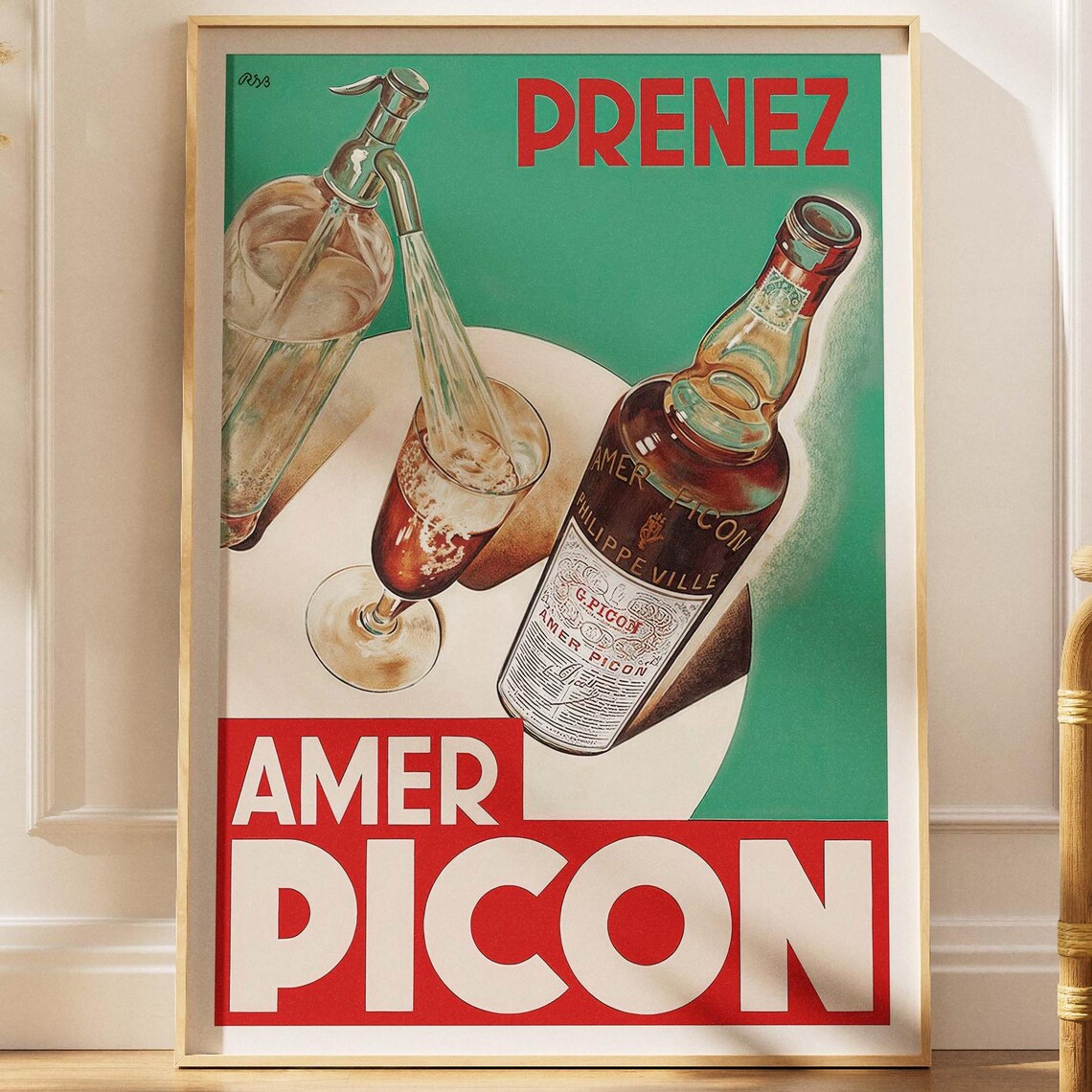 Prenez Amer Picon Vintage French Aperitif Advertising Poster Bar Art