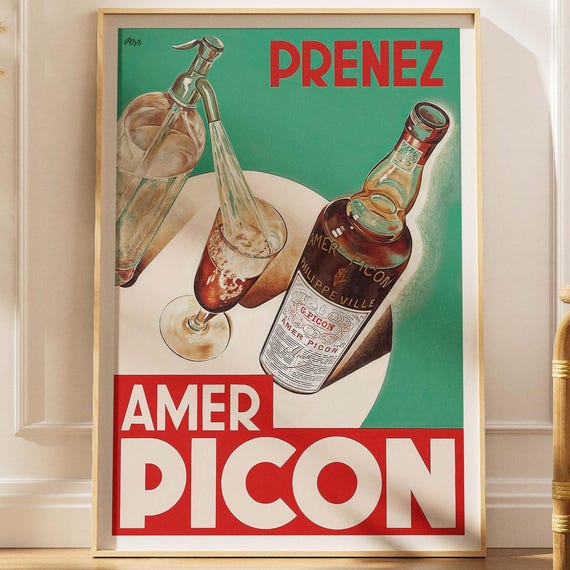 French Vintage Aperitif Bottle Poster Retro Bar Advertisement Print Digital Download