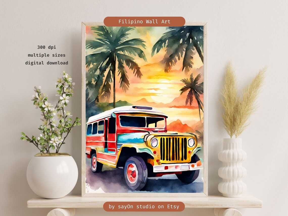 Filipino Culture Vintage Philippine Jeepney Travel Poster