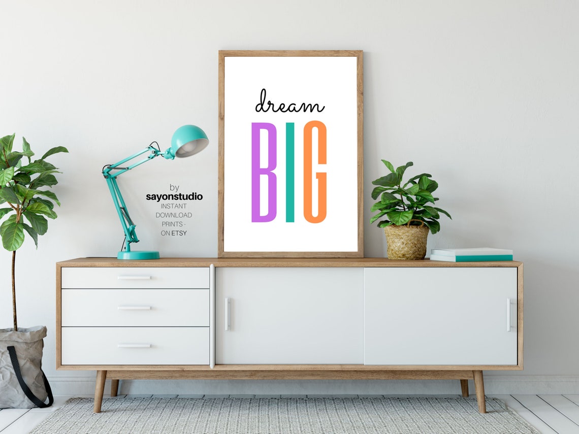 Dream Big Script and Colorful Bold Block Letters Minimalist Poster - Image 3