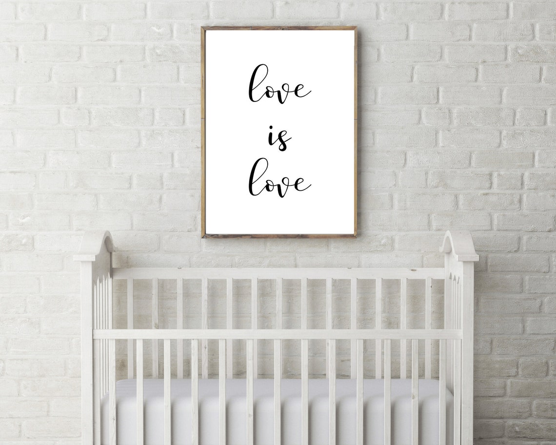 Love Is Love Script Quote Minimalist Black White Inclusivity Poster - Image 3
