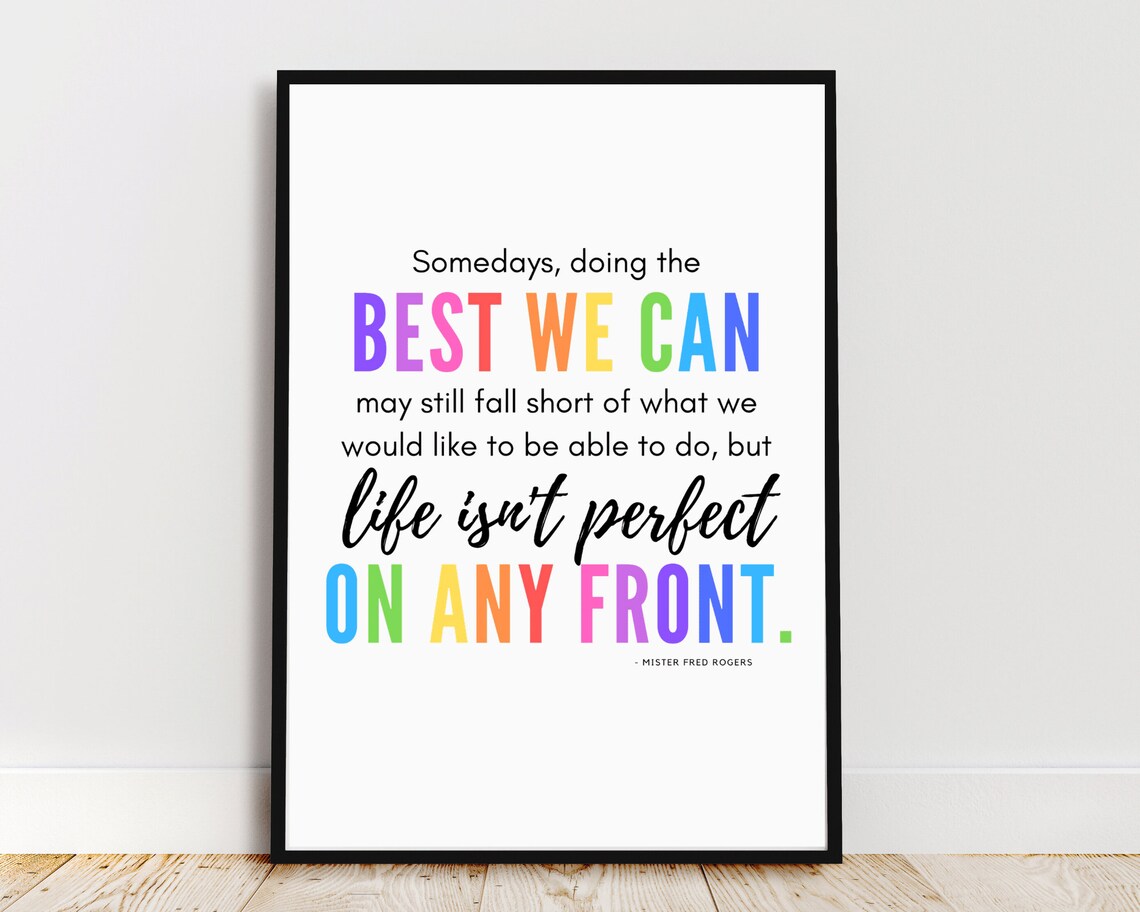 Mister Fred Rogers Best We Can Rainbow Script Quote Inspirational Wall Art - Image 3