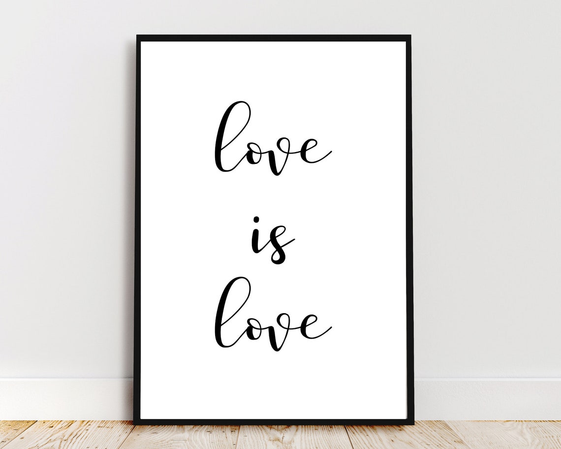 Love Is Love Script Quote Minimalist Black White Inclusivity Poster - Image 2