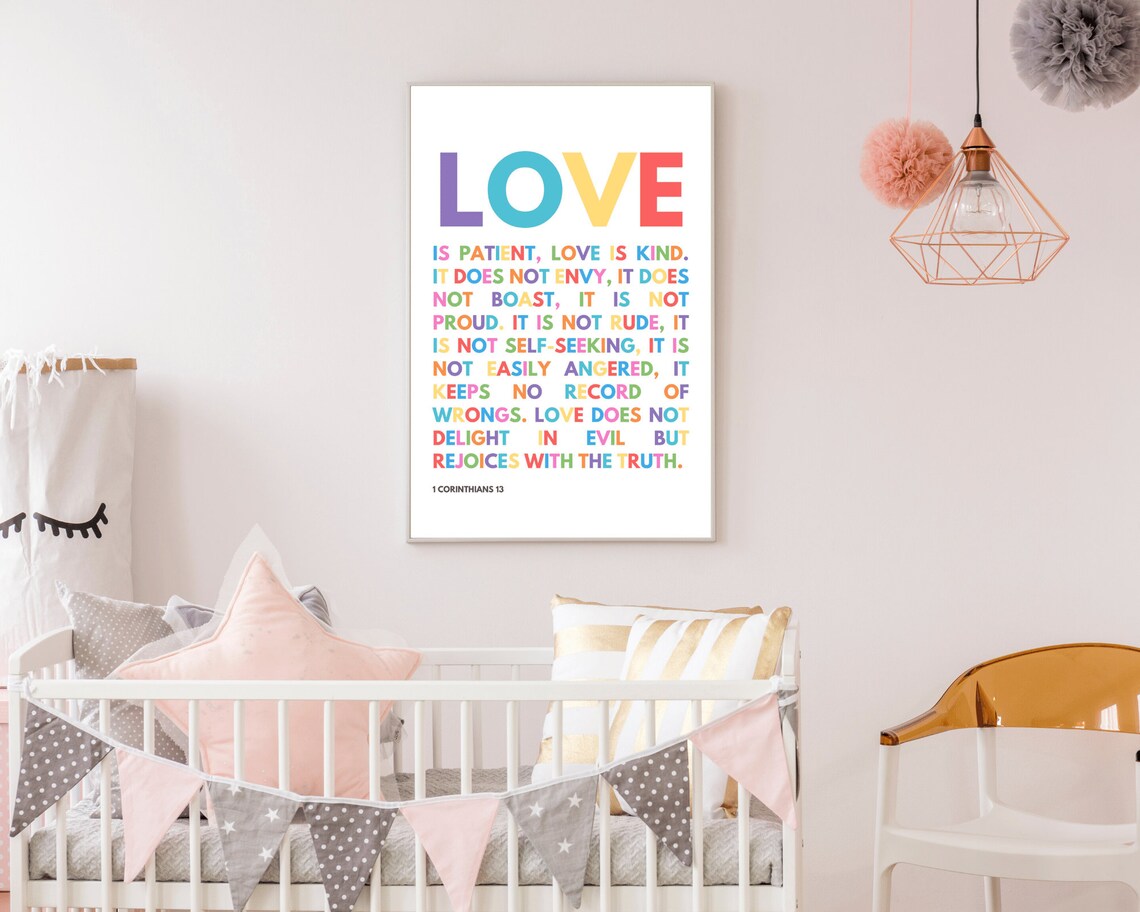 Bible Love Christian Scripture Art Print for Nursery - Image 3
