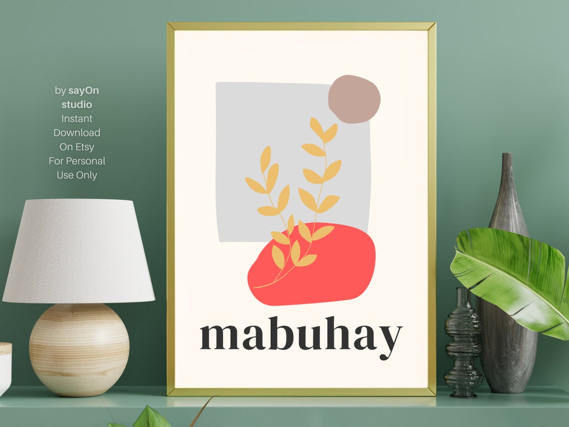 Filipino Mabuhay Modern Boho Leaf Abstract Cultural Home Decor Poster - Image 4
