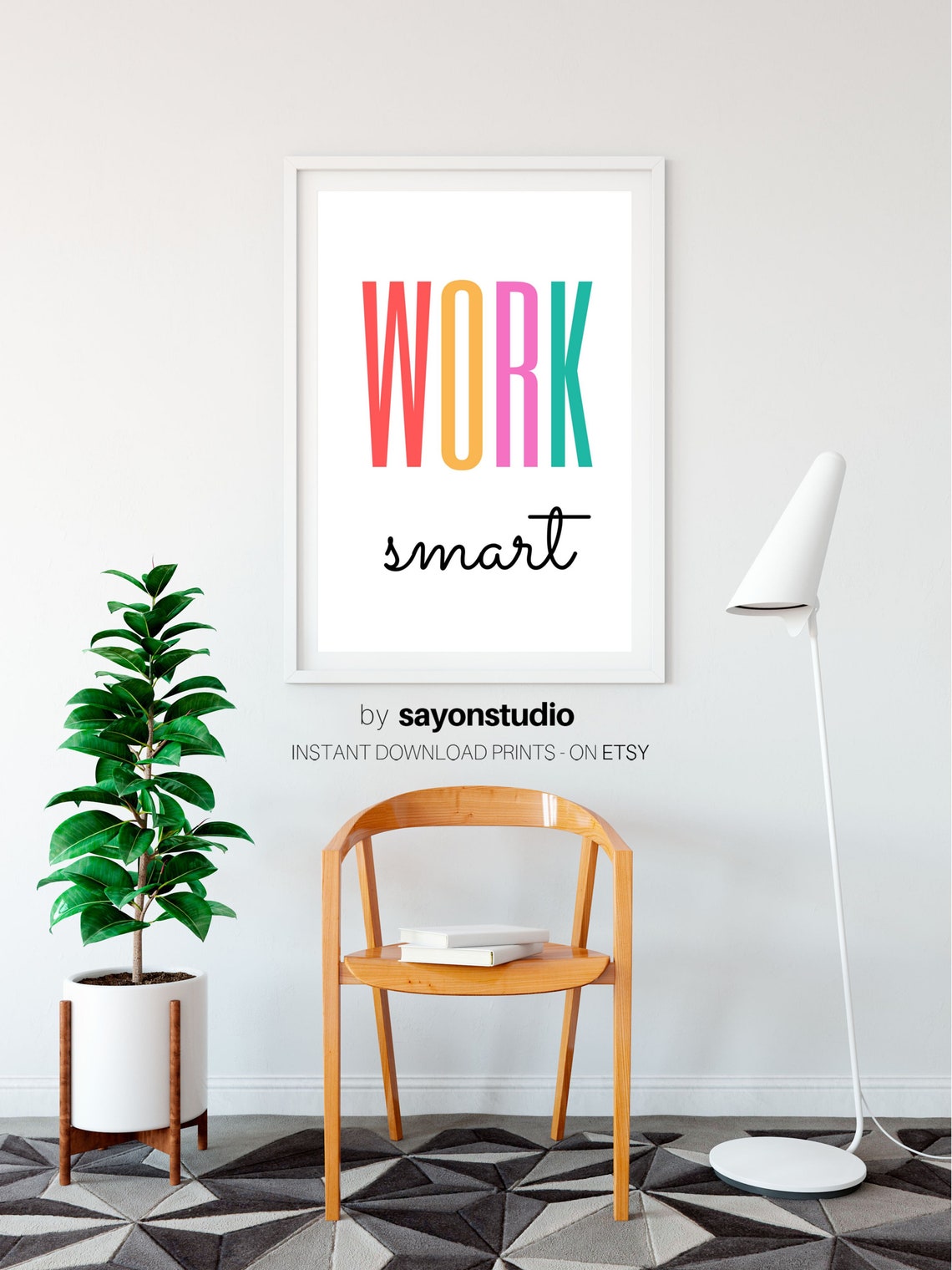 Work Smart Colorful Bold Typography Motivational Office Wall Poster - Image 2