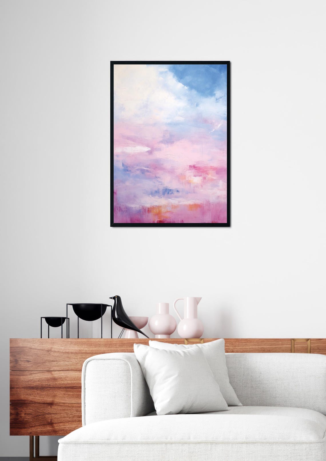 Pastel Pink Sky Impressionist Abstract Cloud Painting Poster - Image 2