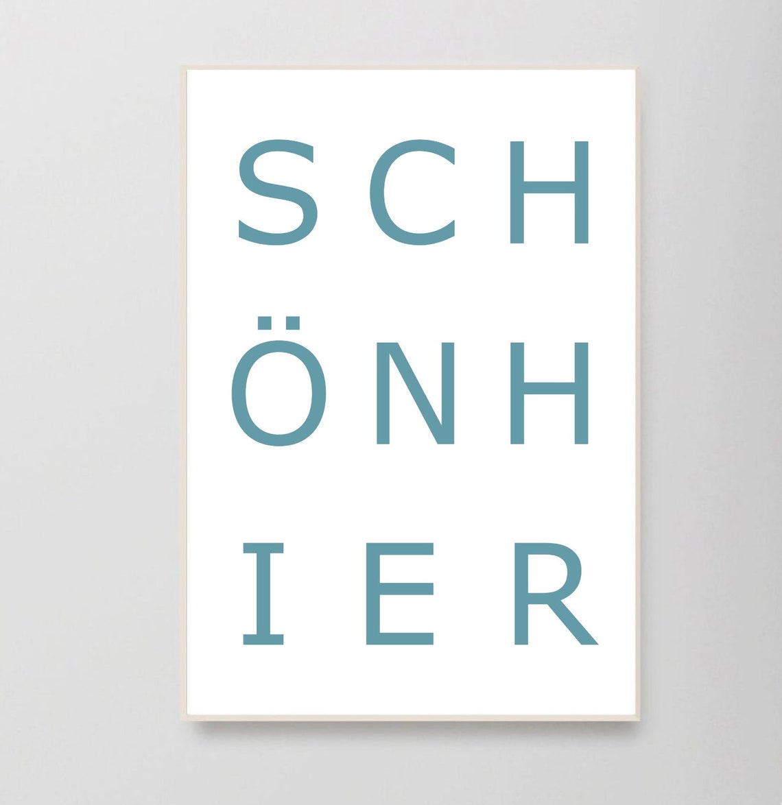 Schön Hier Blue German Typography Minimalist Welcome Wall Art - Image 2