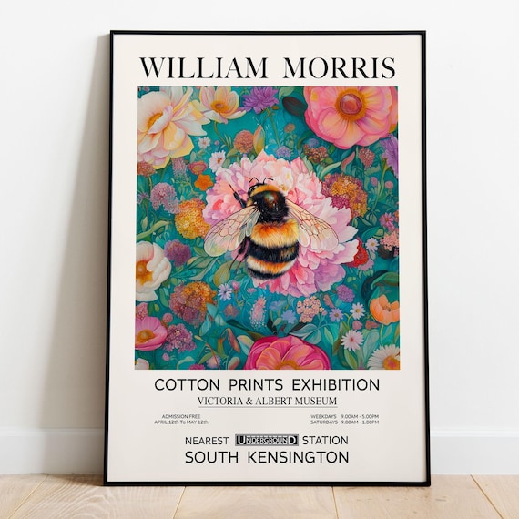 William Morris Bumblebee Floral Textile Exhibition Gallery Art Poster