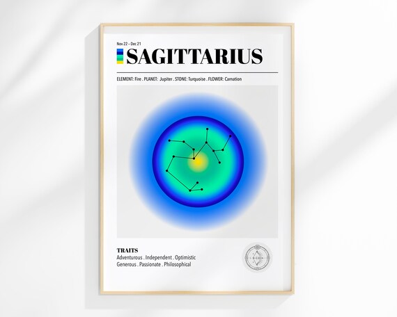 Zodiac Print Sagittarius Star Sign Astrology Constellation Maps And Lunar Phases Posters