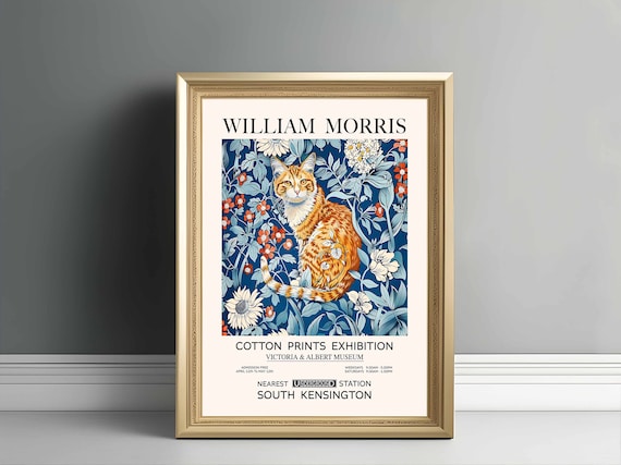 William Morris Ginger Cat Floral Exhibition Gallery Wall Poster