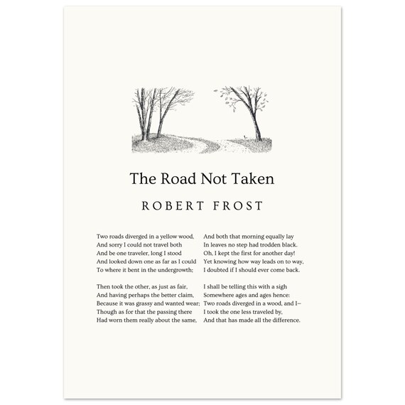 Robert Frost The Road Not Taken Poem Art Print