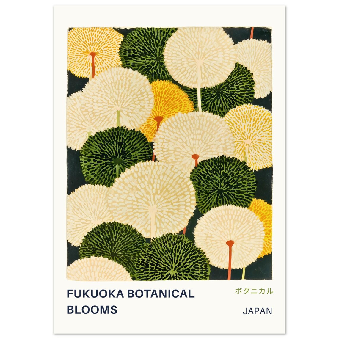 Fukuoka Botanical Blooms Dandelion Seed Heads Japanese Poster