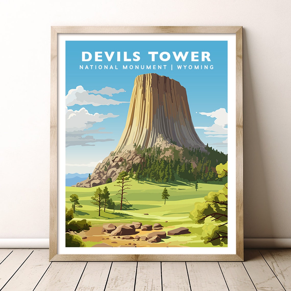 Devils Tower National Monument Wyoming Basalt Butte Prairie Poster
