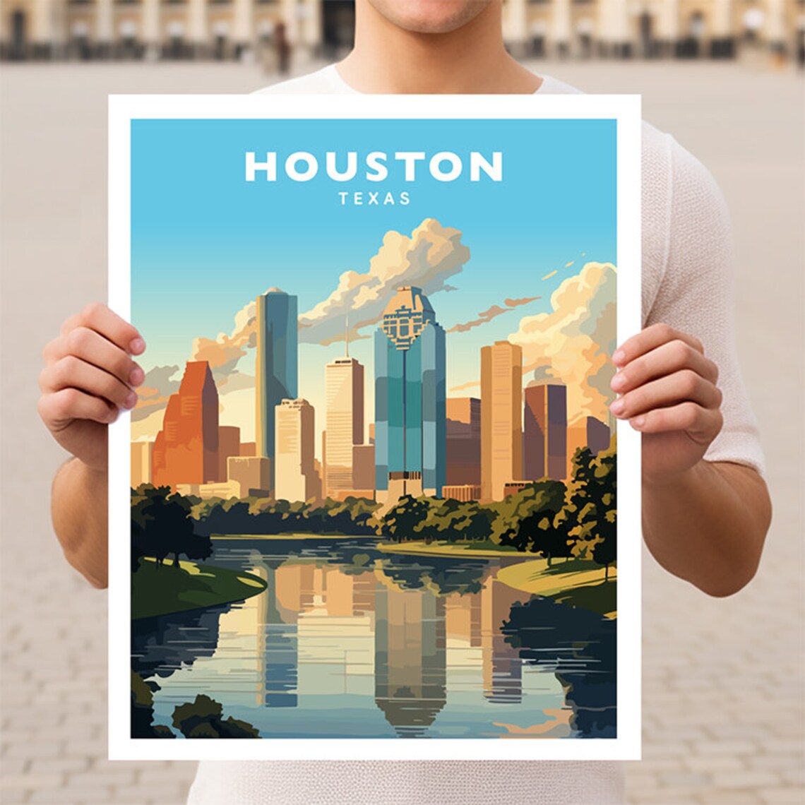 Houston Texas Travel Poster, USA Wall Art Print