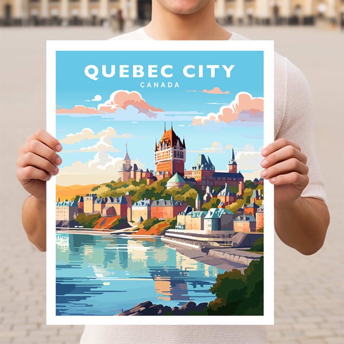 Quebec City Canada Travel Poster, Quebec Wall Art