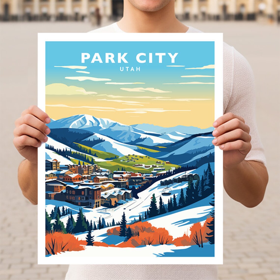 Park City Utah Travel Poster, Mountain Destination