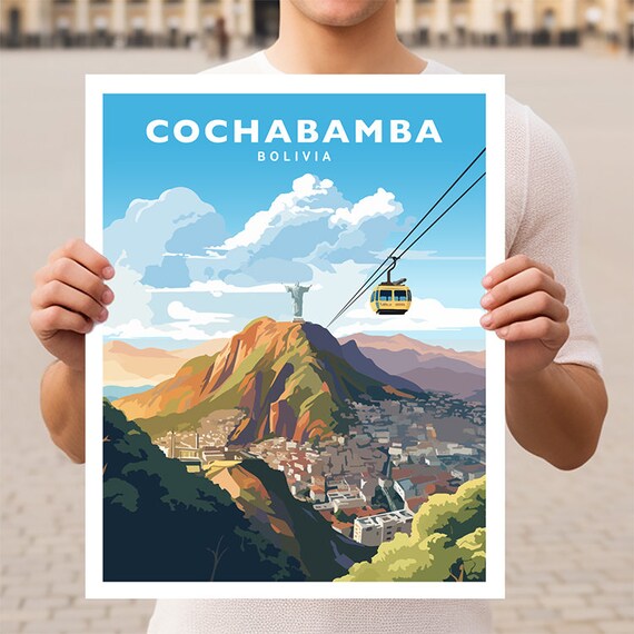 Cochabamba Bolivia Travel Poster, Cultural Wall Art