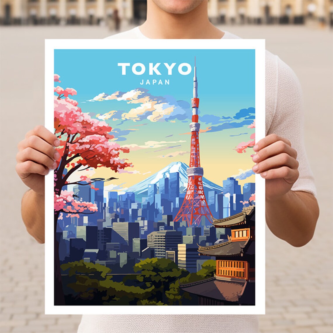 Tokyo Japan Travel Poster, Place-Setting Wall Art