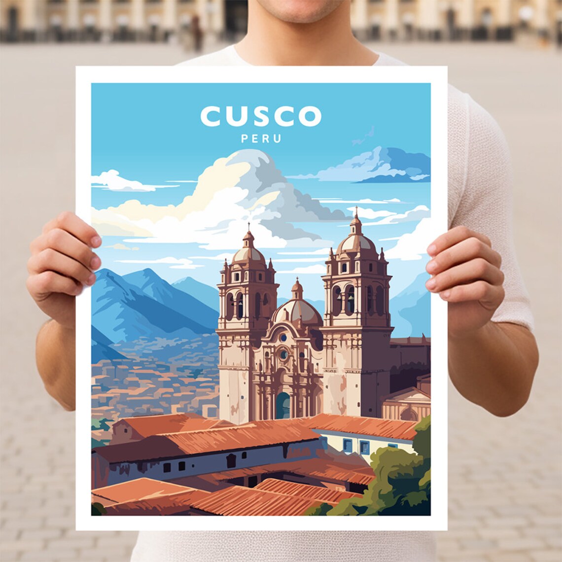Cusco Peru Travel Poster, South American City Art