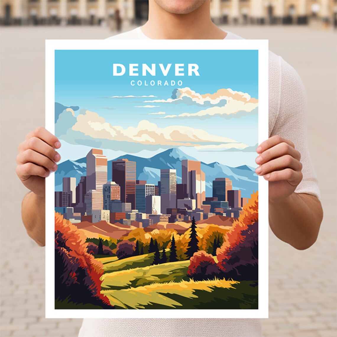 Denver Colorado Travel Poster, USA Travel Art