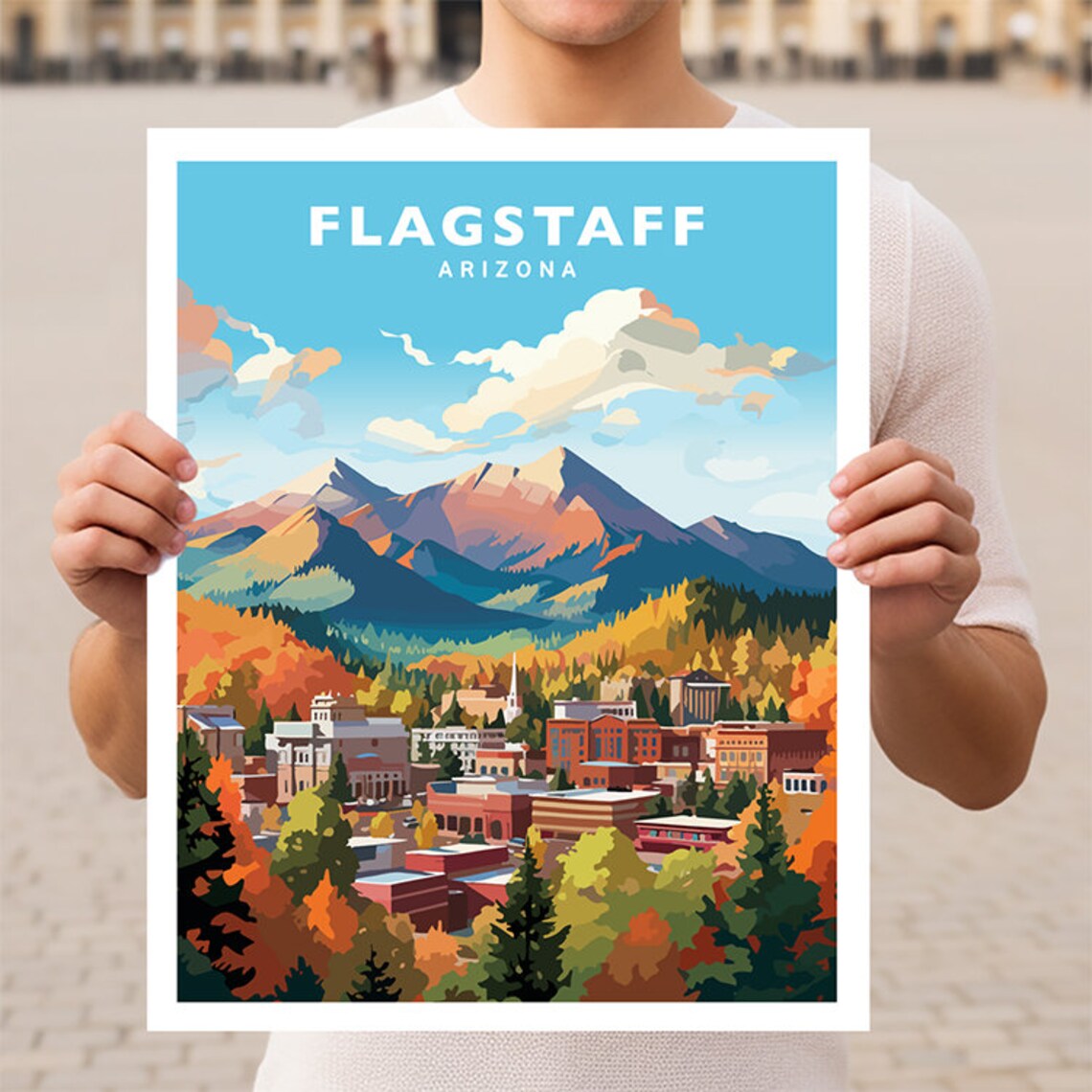 Flagstaff Arizona Travel Poster, Arizona Road Trip