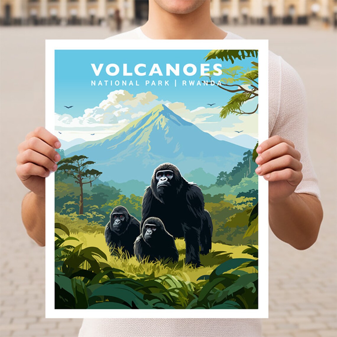Volcanoes National Park Rwanda Travel Poster