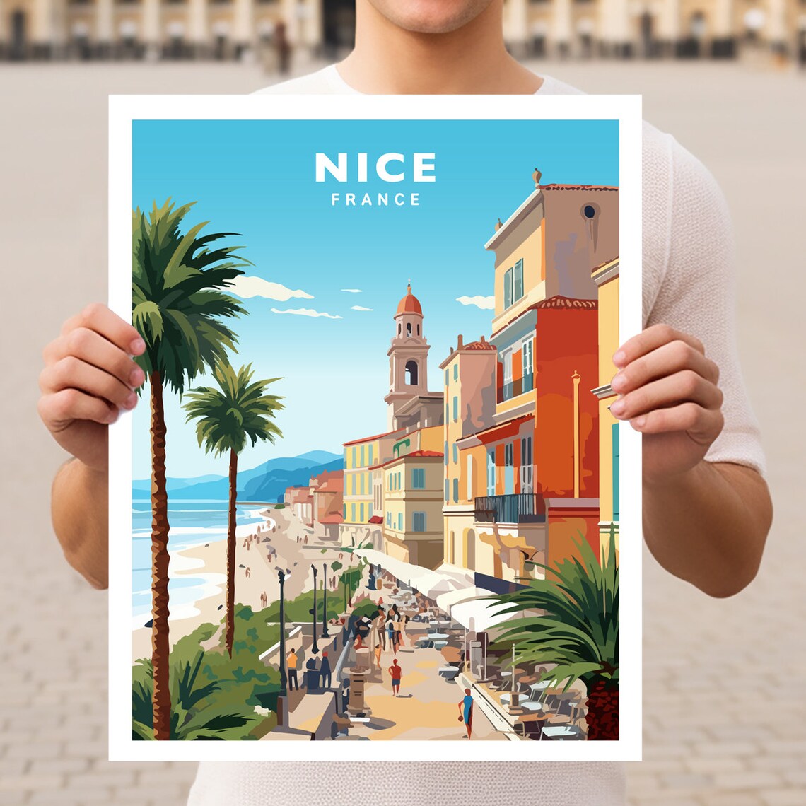 Nice France Travel Poster, European City View