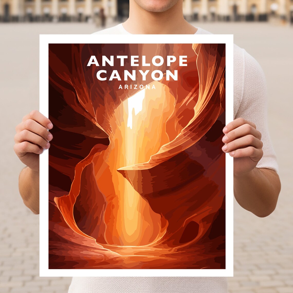 Antelope Canyon Arizona Travel Poster, Desert Landmark