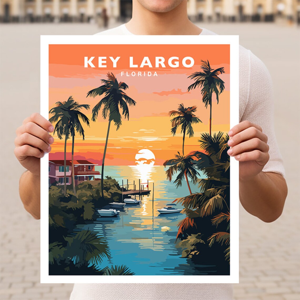 Key Largo Florida Keys Travel Poster, Wall Art Print