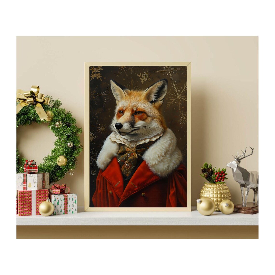 Christmas Fox Art Print, Holiday Nature Decor - Image 3