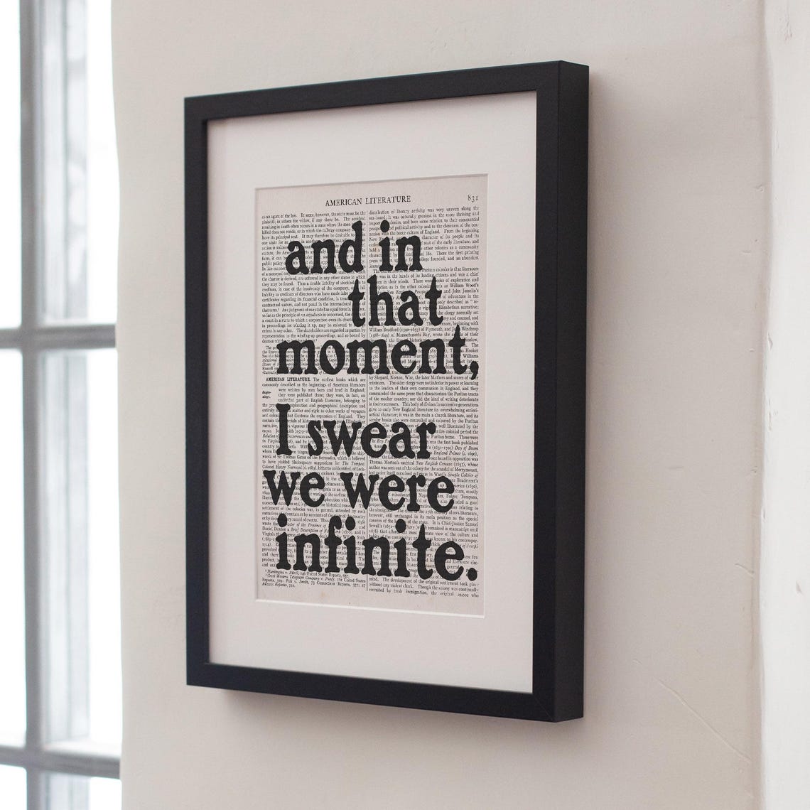 Stephen Chbosky And In That Moment I Swear We Were Infinite Quote Art - Image 3