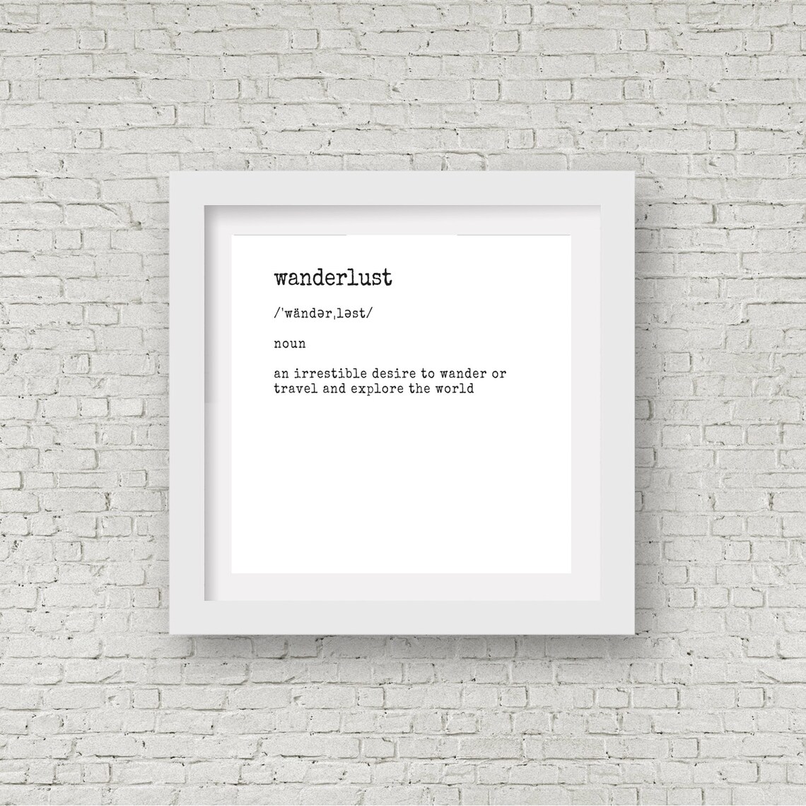 Wanderlust Dictionary Definition Black and White Typography Wall Poster