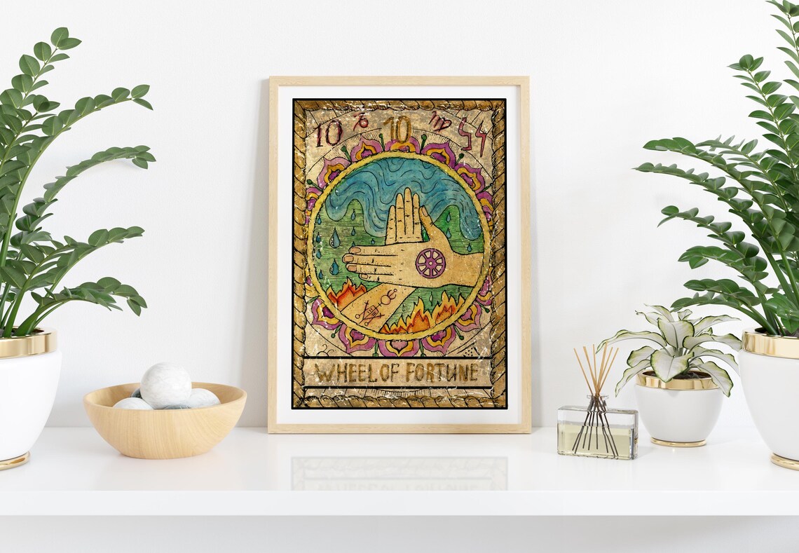 Wheel Of Fortune Tarot Card Wall Art Tarot Card Art Prints Witchy Wall Art Prints Spiritual Wall Art Good Luck Art Print Boho Wall Art - Image 2
