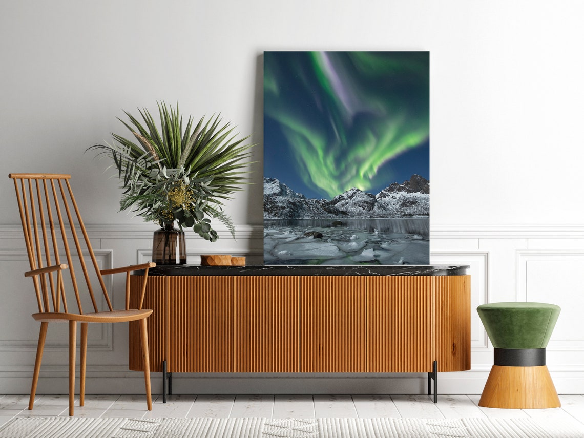 Northern Lights Wall Art Print Northern Lights Print Northern Lights Wall Art Aurora Borealis Print Mountain Wall Art - Image 2