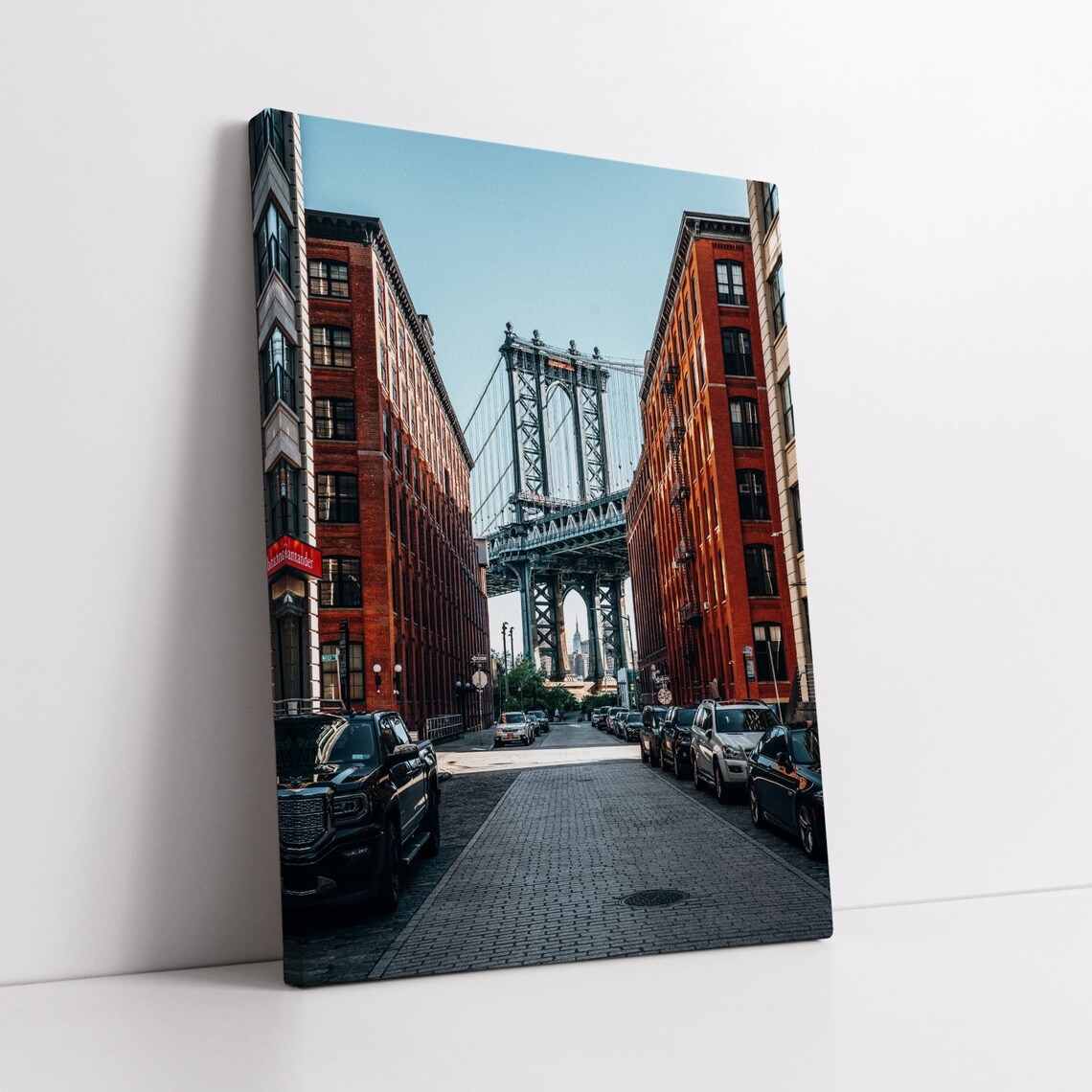 Manhattan Bridge Between Brick Buildings Brooklyn Street Photo Poster - Image 2