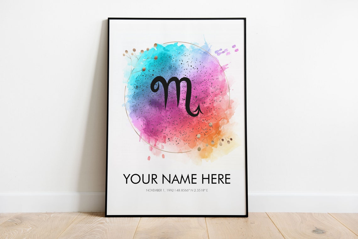 Scorpio Print Zodiac Star Sign Zodiac Scorpio Poster Scorpio Wall Art Scorpio Wall Art Print Scorpio Art - Image 3