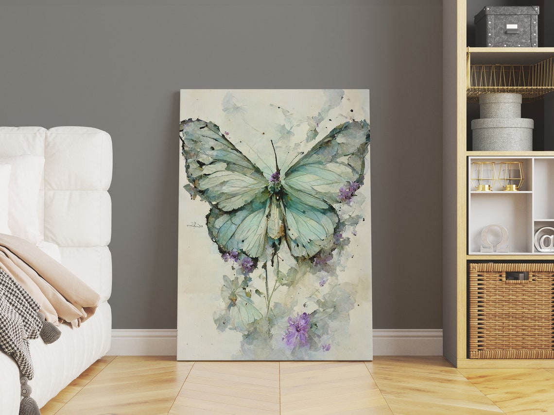 Mint Green Butterfly Wall Art Pastel Butterfly Print Butterfly Art Print Pastel Prints Pastel Green Wall Art Butterfly - Image 3