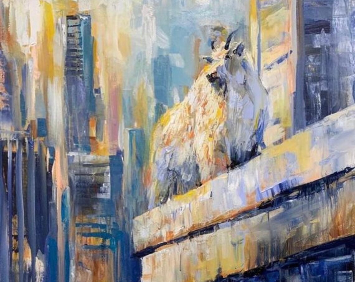 Mountain Goat Highrise Cityscape Art Print
