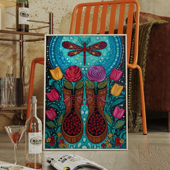 Colorful Moccasins With Dragonfly Spiritual Art