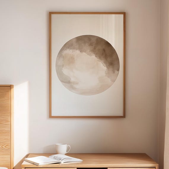 Watercolor Moon Print, Abstract Minimalist Celestial Art