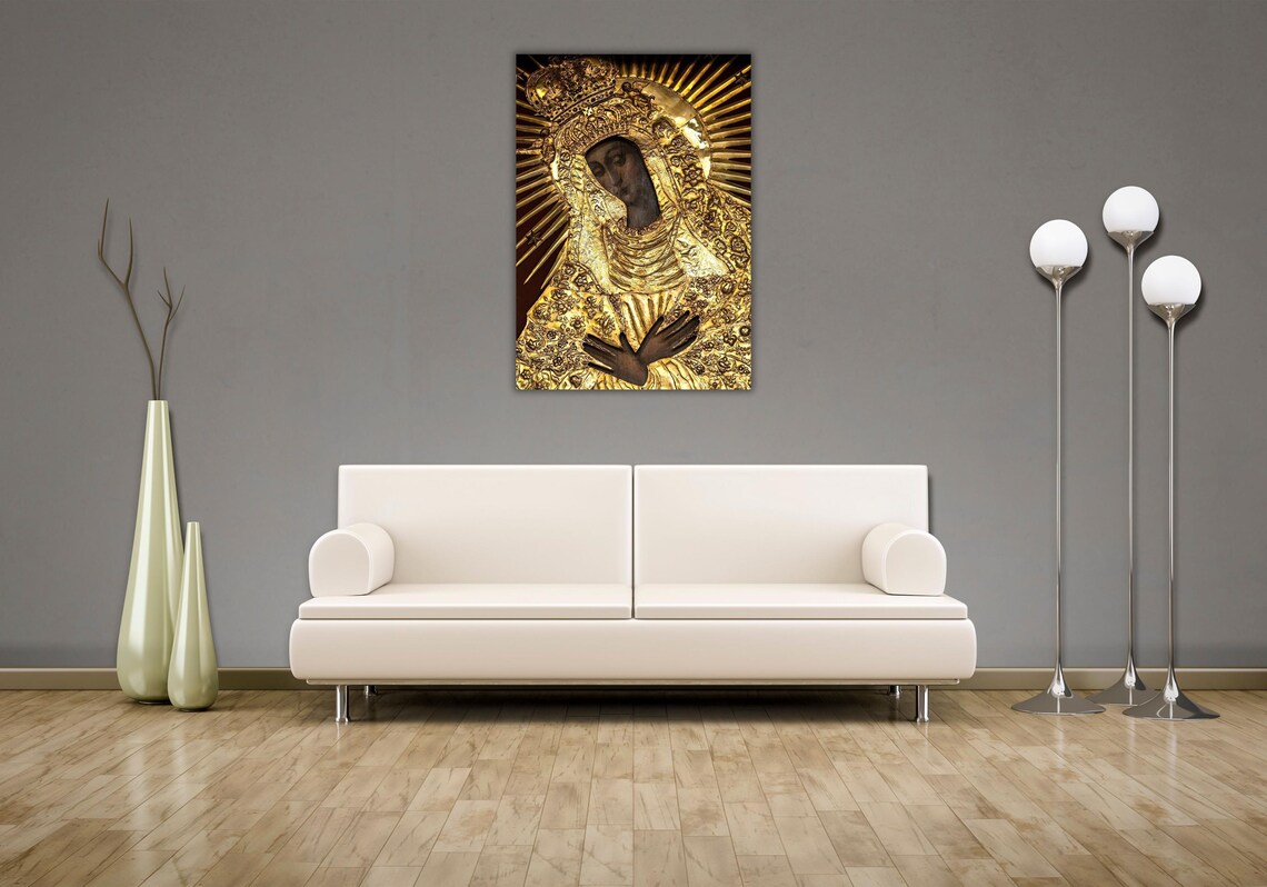 Black Madonna of Czestochowa Golden Robed Virgin Mary Icon Poster - Image 2