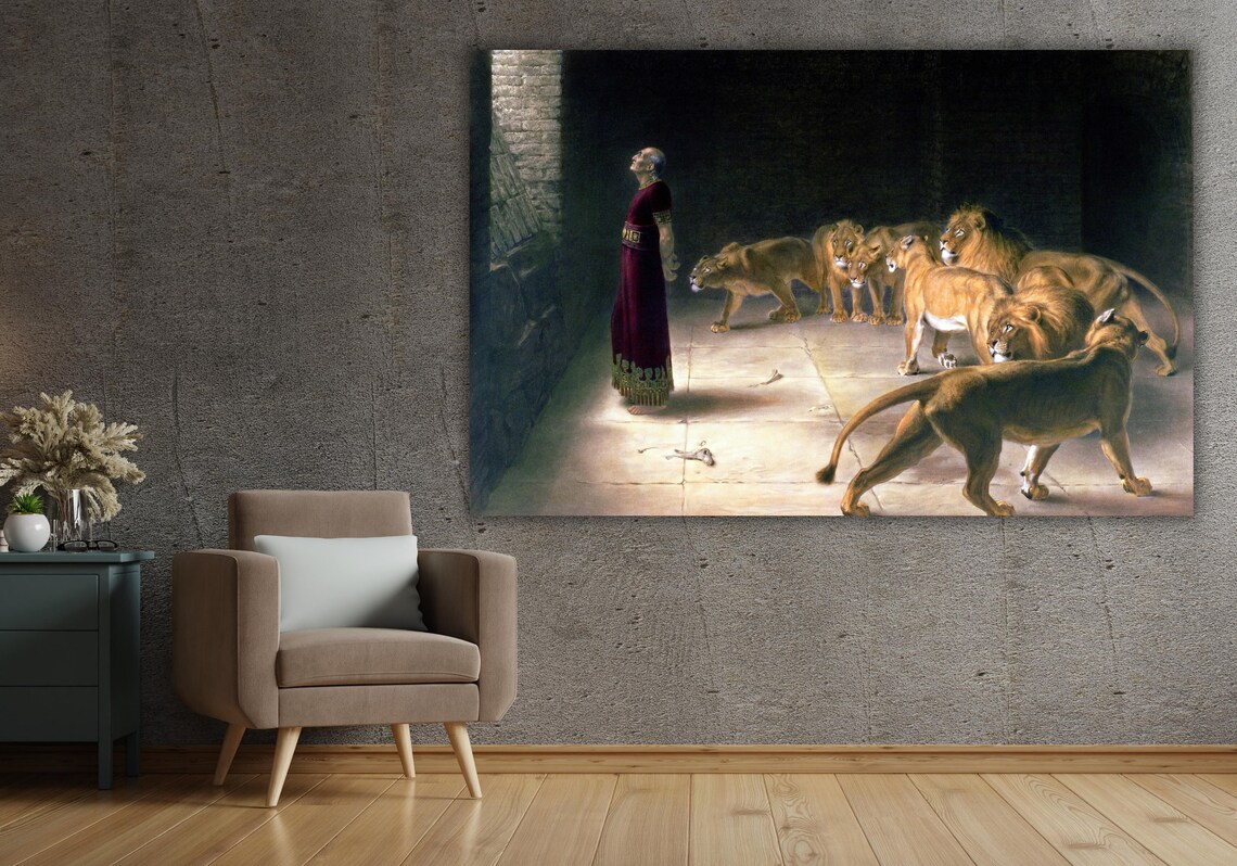 Daniel in the Lions Den Biblical Old Testament Faith Art Poster - Image 2